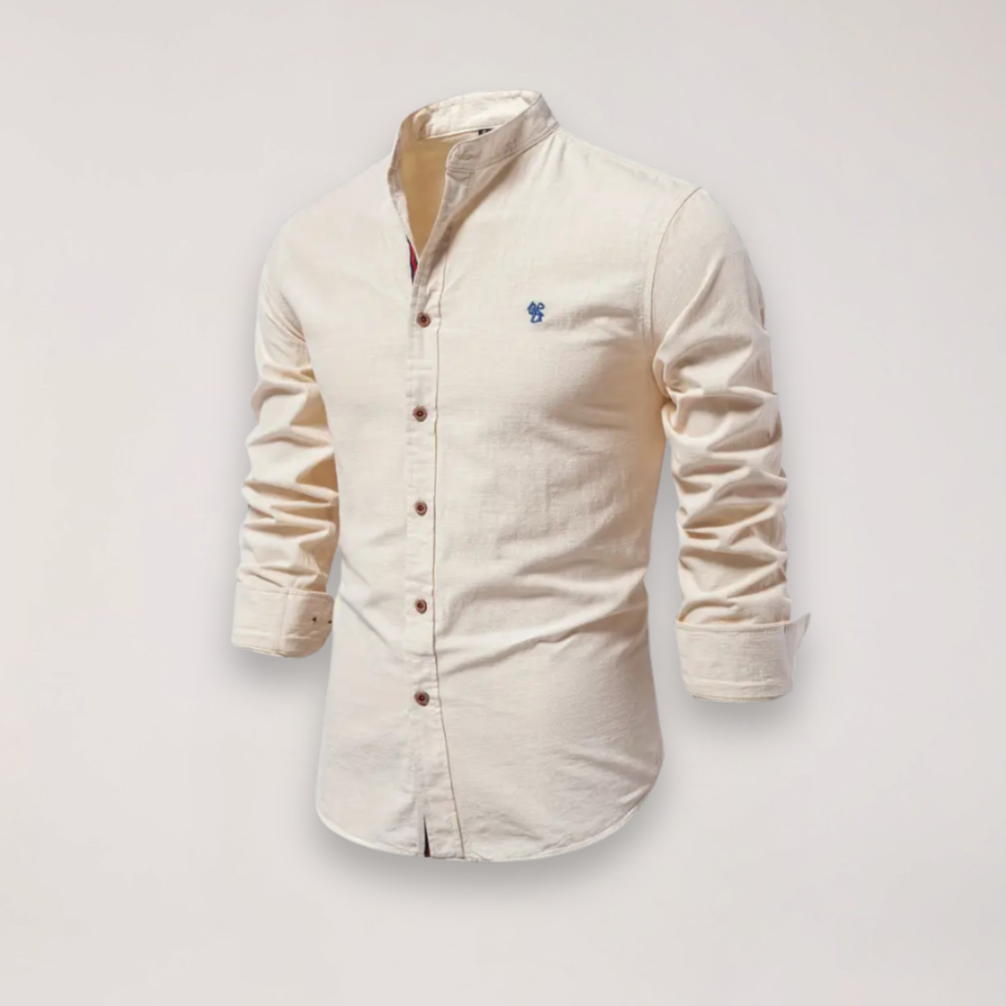 Men's Casual Stand Collar Shirt Short Sleeve Relaxed Fit Everyday Wear