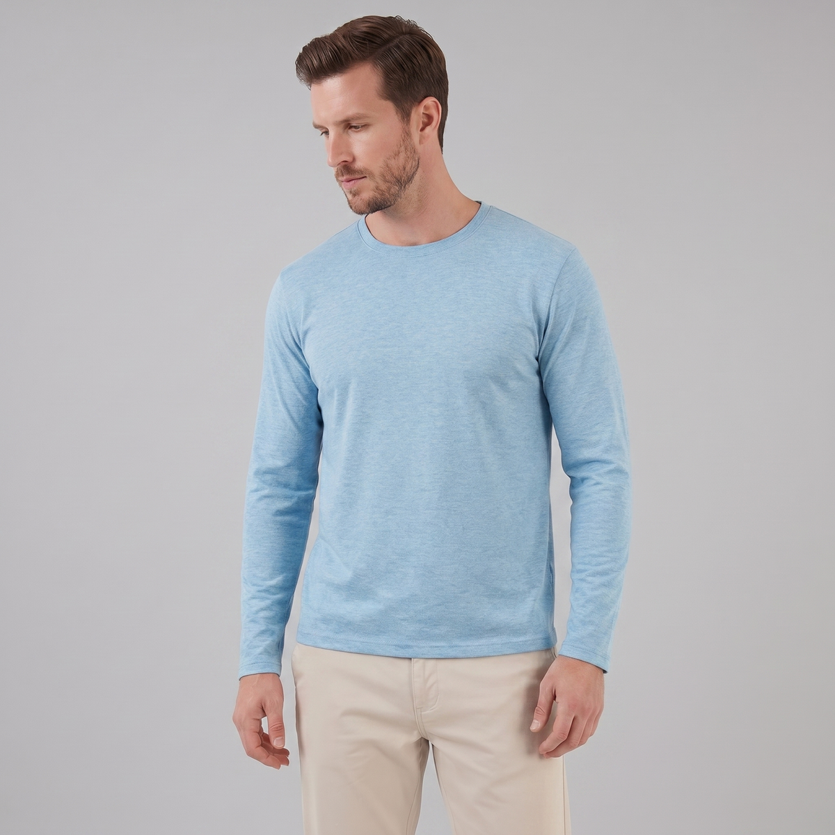 Men's Casual Long-Sleeved Crew Neck Sweater Relaxed Fit Everyday Layering