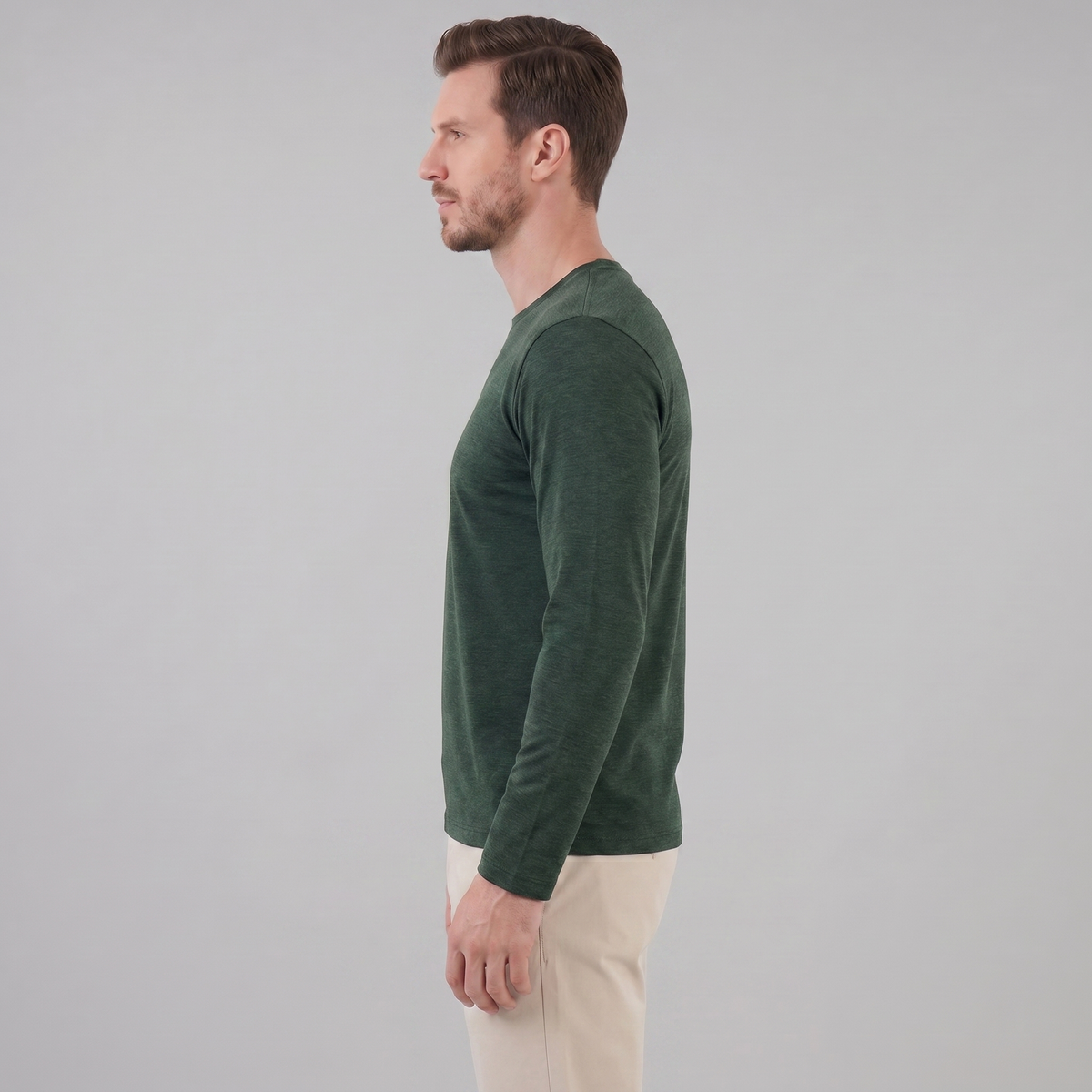 Men's Casual Long-Sleeved Crew Neck Sweater Relaxed Fit Everyday Layering