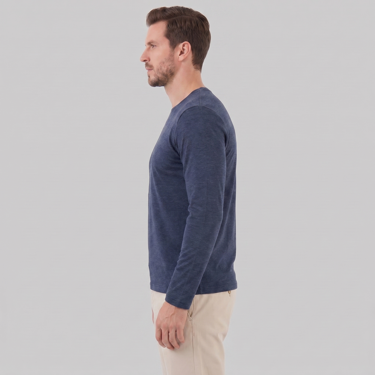 Men's Casual Long-Sleeved Crew Neck Sweater Relaxed Fit Everyday Layering