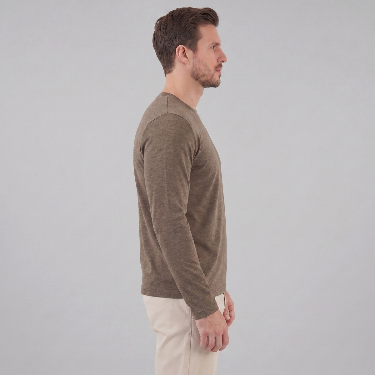 Men's Casual Long-Sleeved Crew Neck Sweater Relaxed Fit Everyday Layering