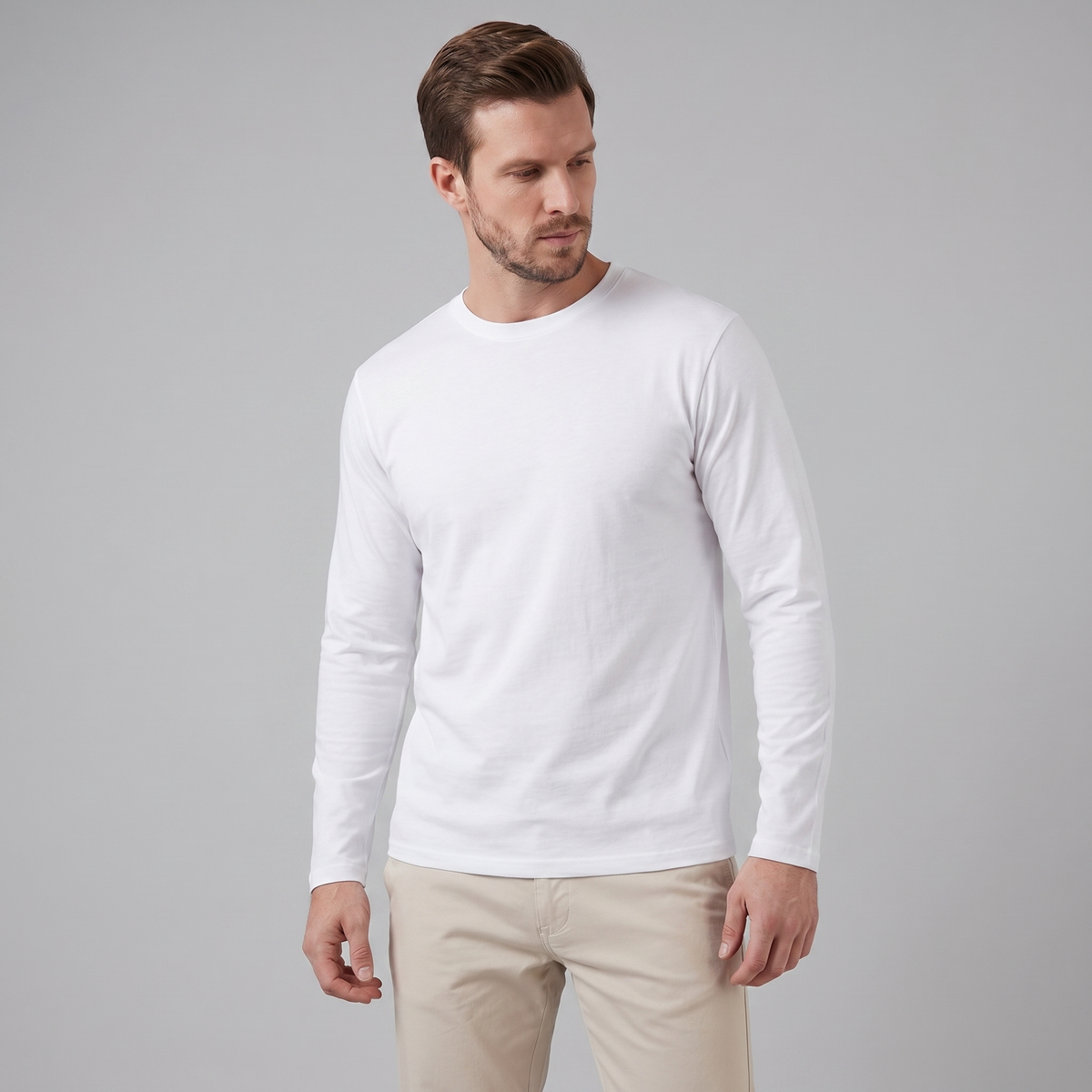 Men's Casual Long-Sleeved Crew Neck Sweater Relaxed Fit Everyday Layering