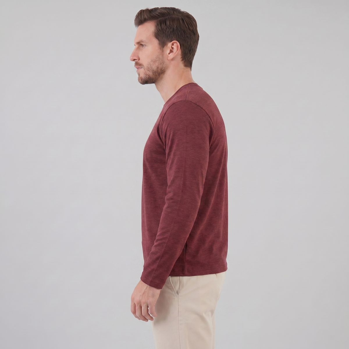 Men's Casual Long-Sleeved Crew Neck Sweater Relaxed Fit Everyday Layering