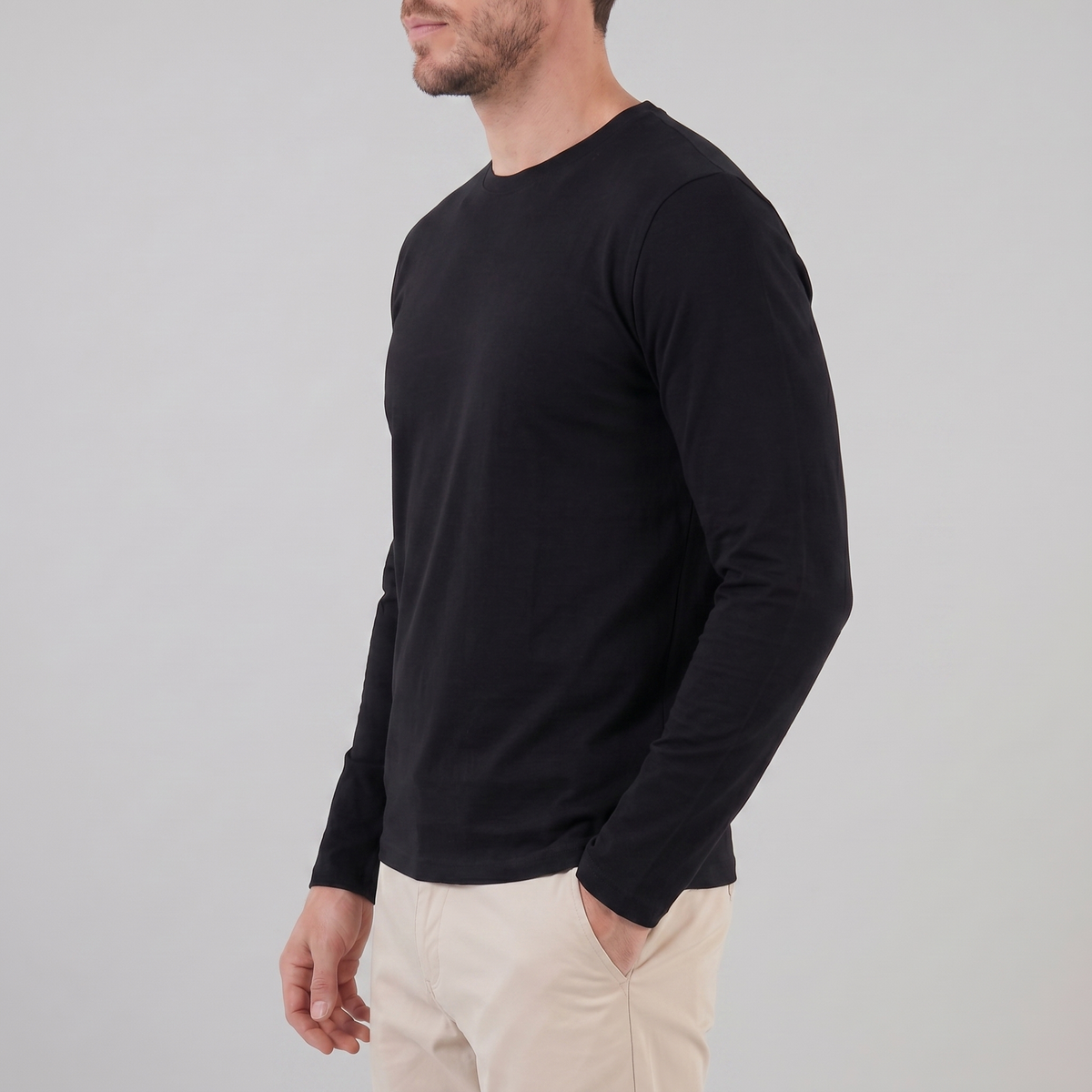Men's Casual Long-Sleeved Crew Neck Sweater Relaxed Fit Everyday Layering