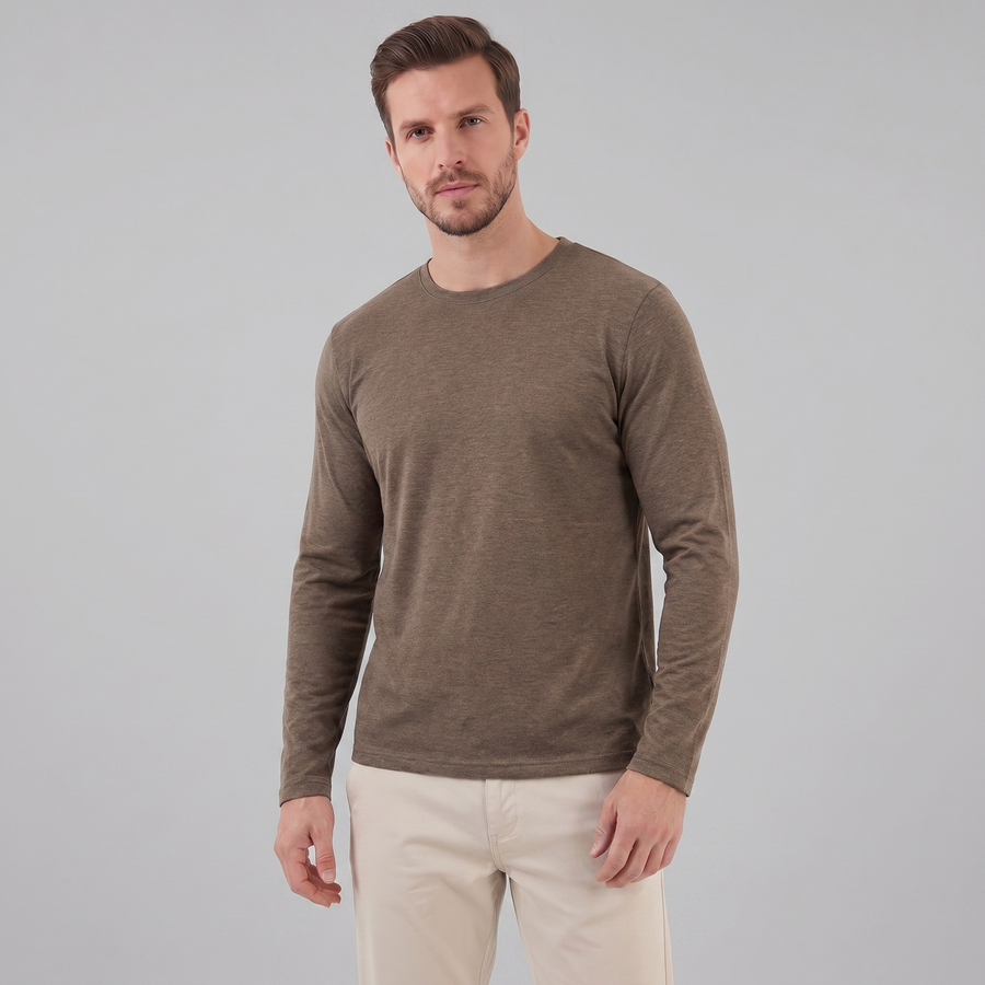Men's Casual Long-Sleeved Crew Neck Sweater Relaxed Fit Everyday Layering