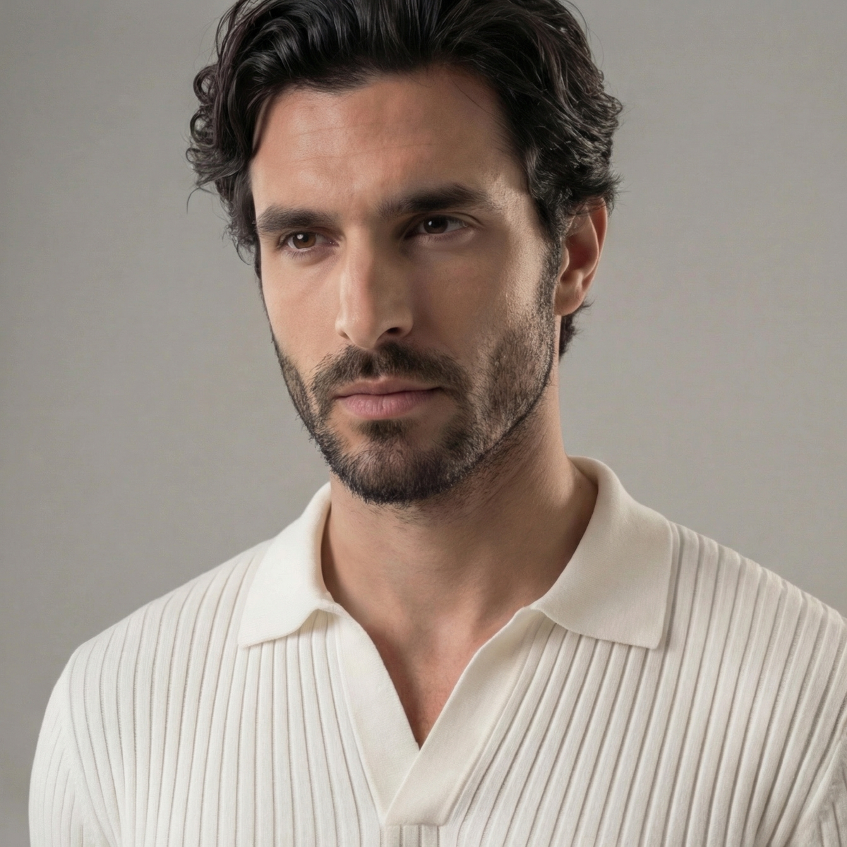 Men's Long Sleeve V-Neck Polo Shirt Casual Fit Stylish Everyday Wear
