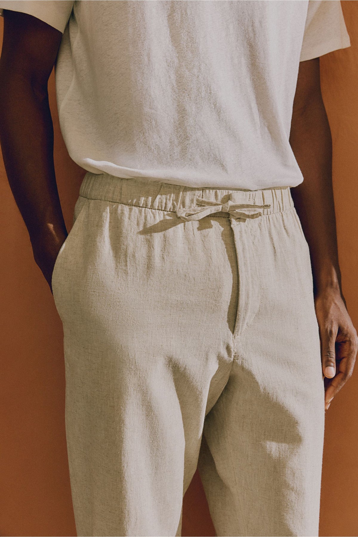 Men's Casual Flat-Front Drawstring Trousers Relaxed Fit Everyday Versatile