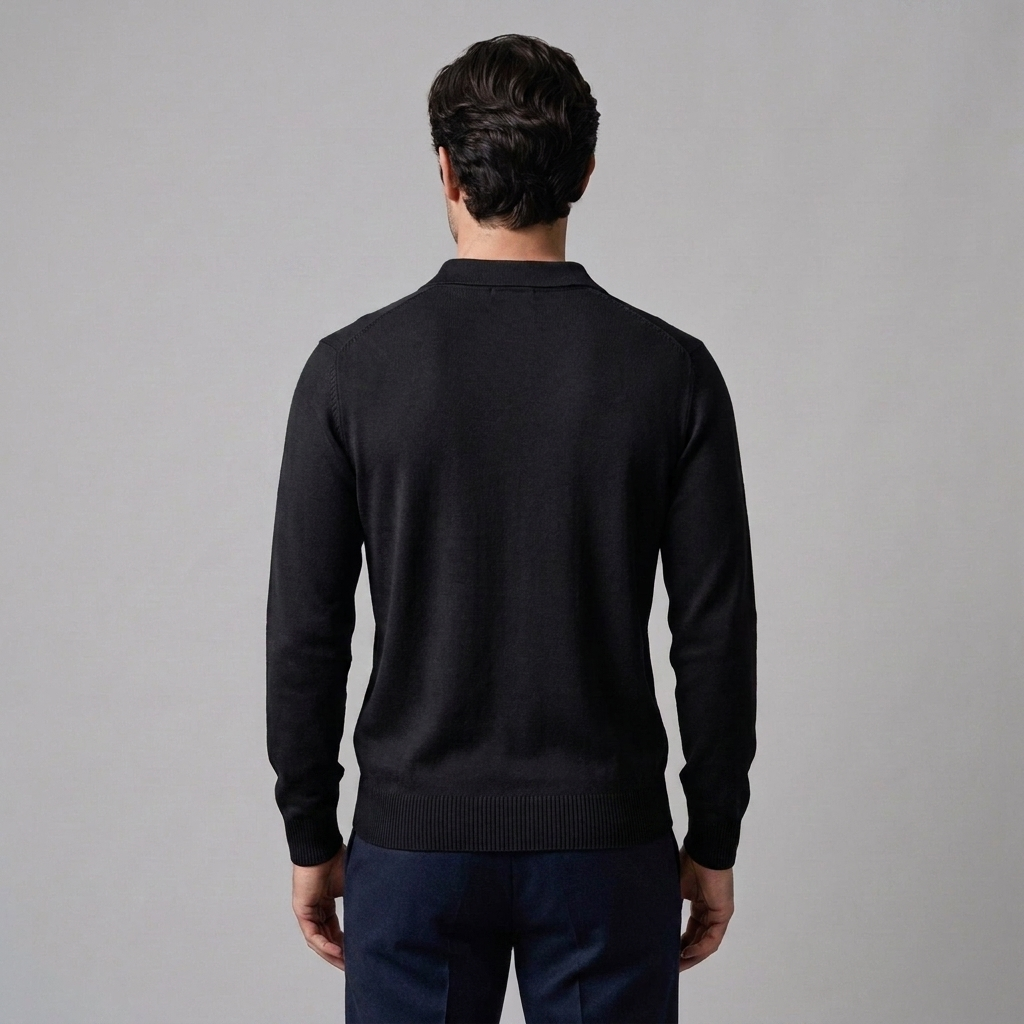 Men's Ribbed Knit Polo Shirt Short Sleeve Zipper Closure Casual Everyday