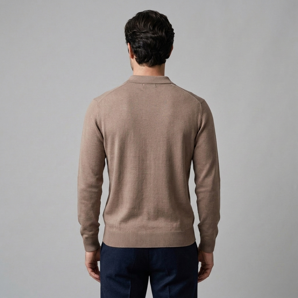 Men's Ribbed Knit Polo Shirt Short Sleeve Zipper Closure Casual Everyday