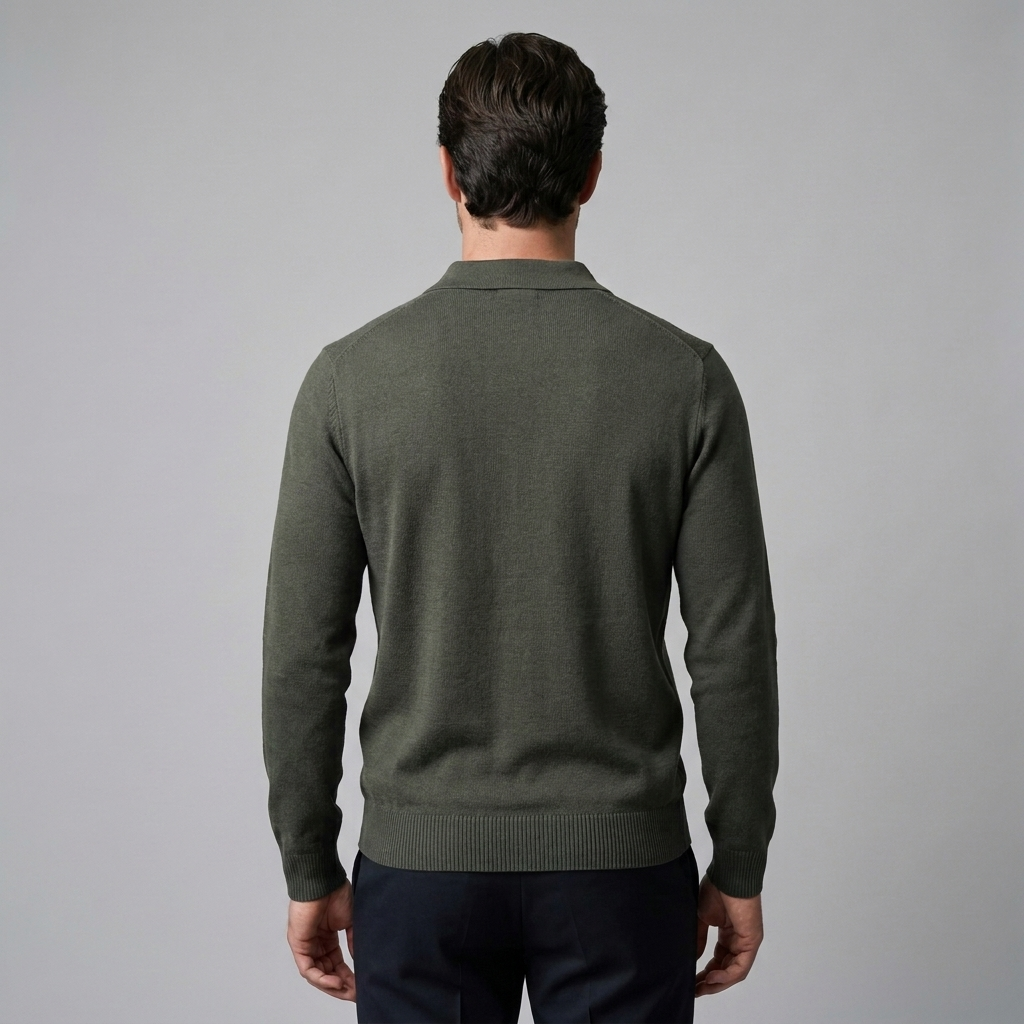 Men's Ribbed Knit Polo Shirt Short Sleeve Zipper Closure Casual Everyday