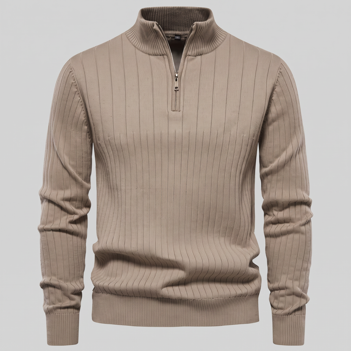 Men's Ribbed Half-Zip Sweater Relaxed Fit Long Sleeve Casual Layering