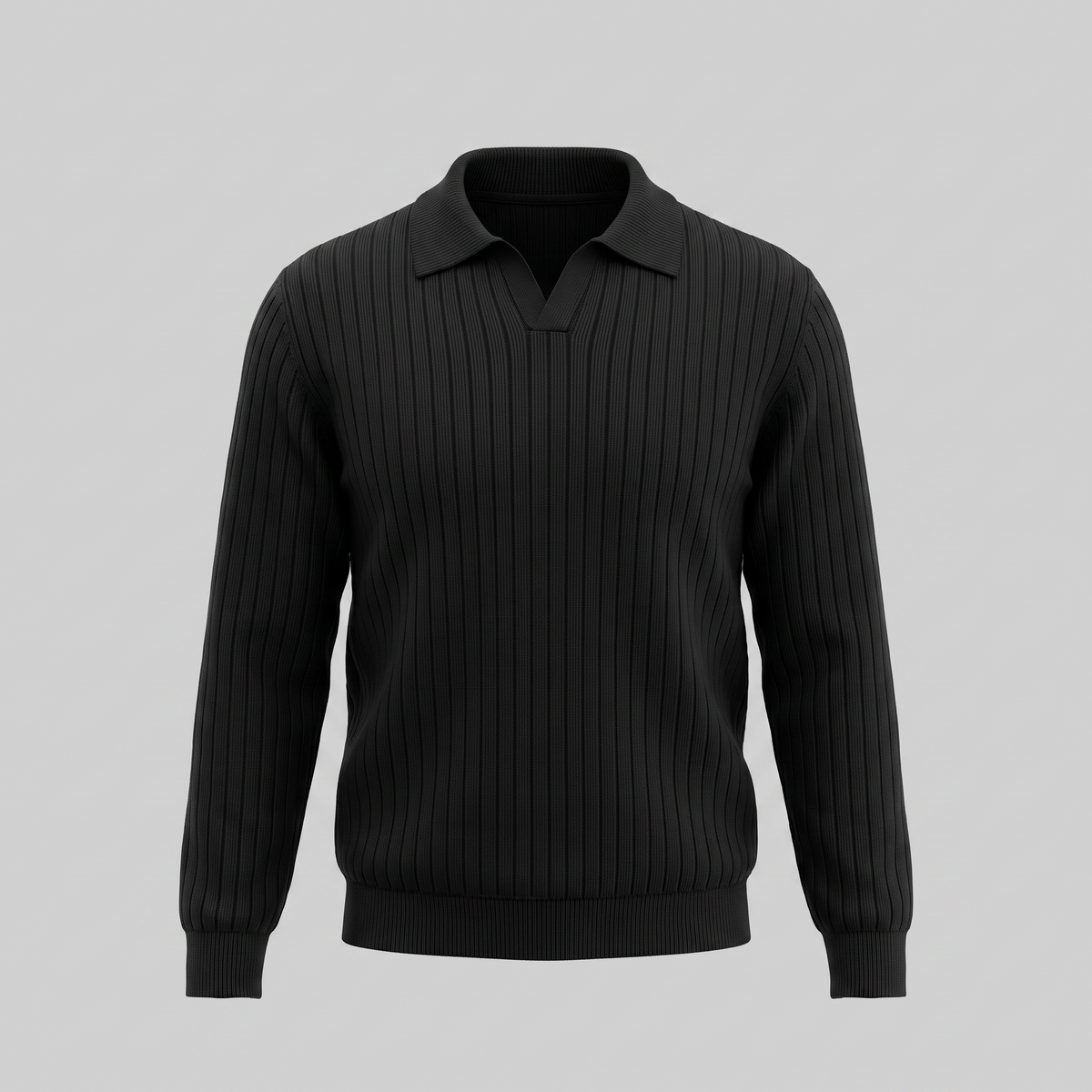 Men's Ribbed Knit Polo Sweater Short-Sleeve Collared Casual Everyday