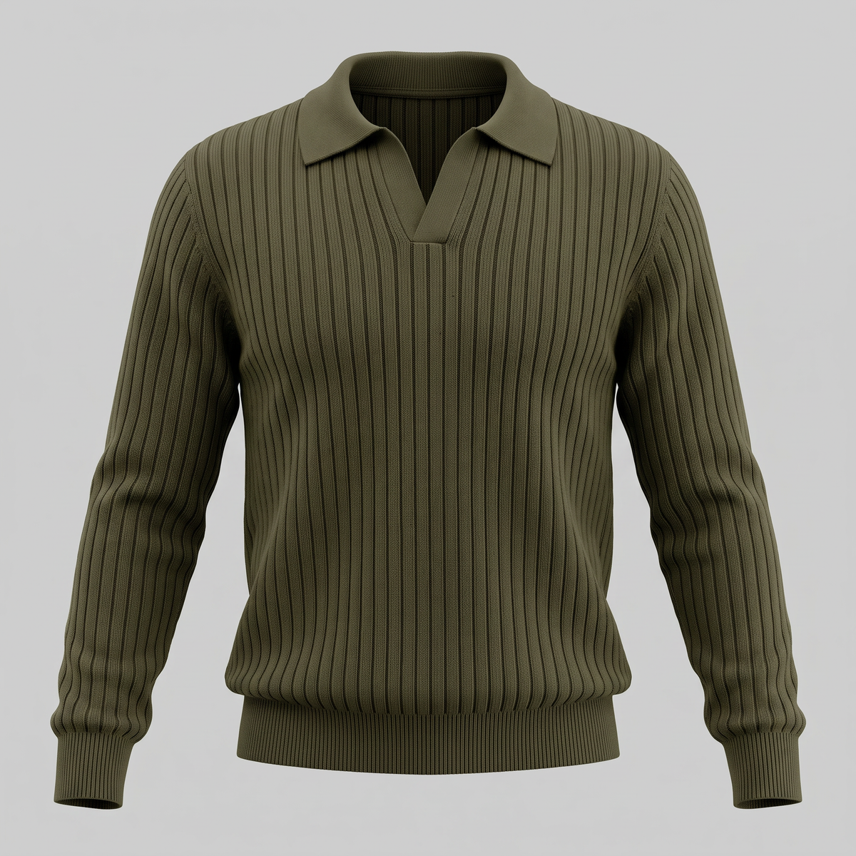 Men's Ribbed Knit Polo Sweater Short-Sleeve Collared Casual Everyday