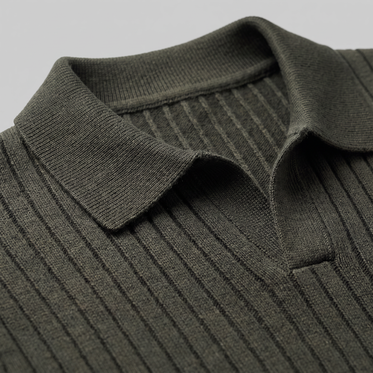 Men's Ribbed Knit Polo Sweater Short-Sleeve Collared Casual Everyday