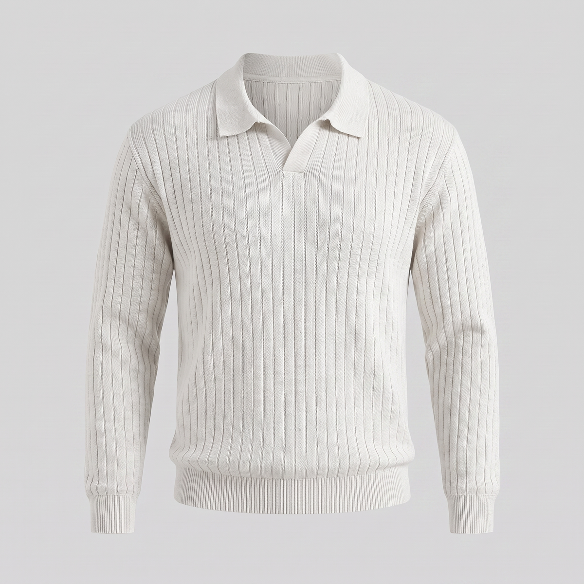 Men's Ribbed Knit Polo Sweater Short-Sleeve Collared Casual Everyday