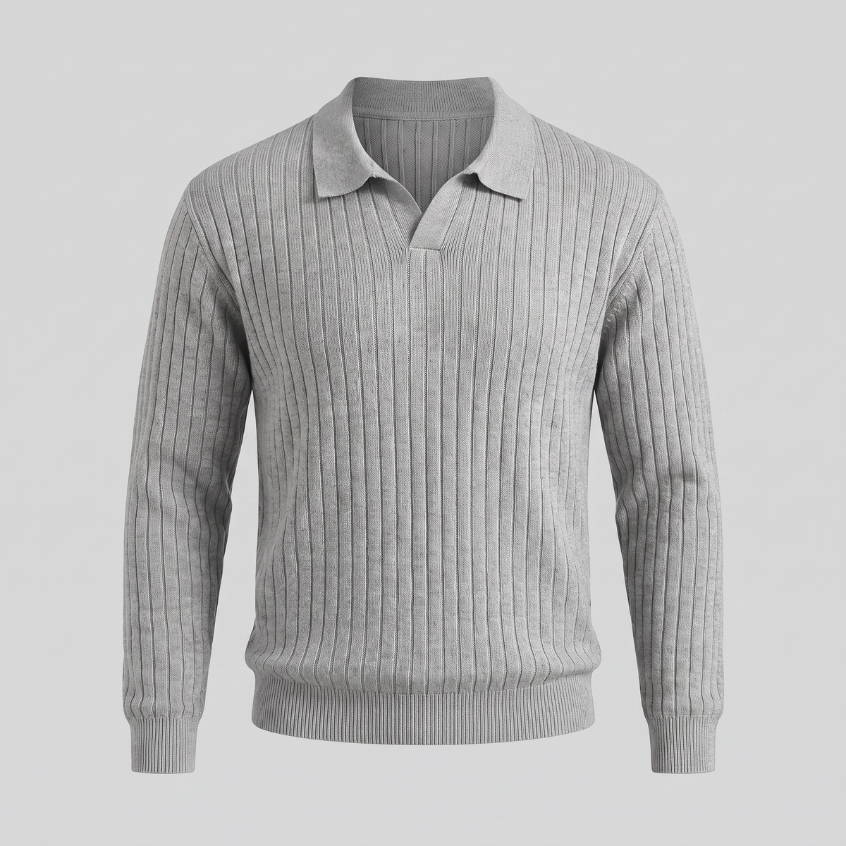 Men's Ribbed Knit Polo Sweater Short-Sleeve Collared Casual Everyday