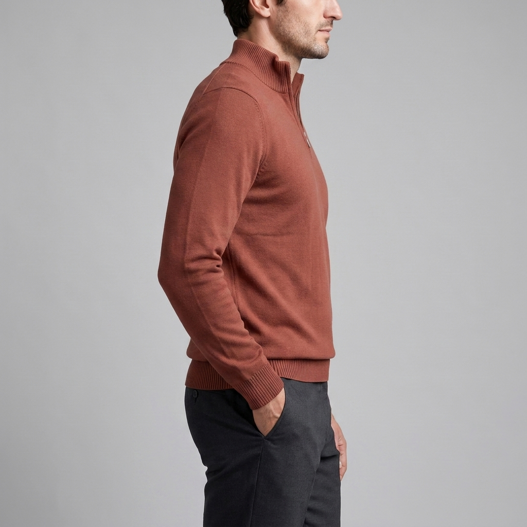 Men's Slim Fit Half-Zip Sweater Lightweight Knit Casual Layering Everyday