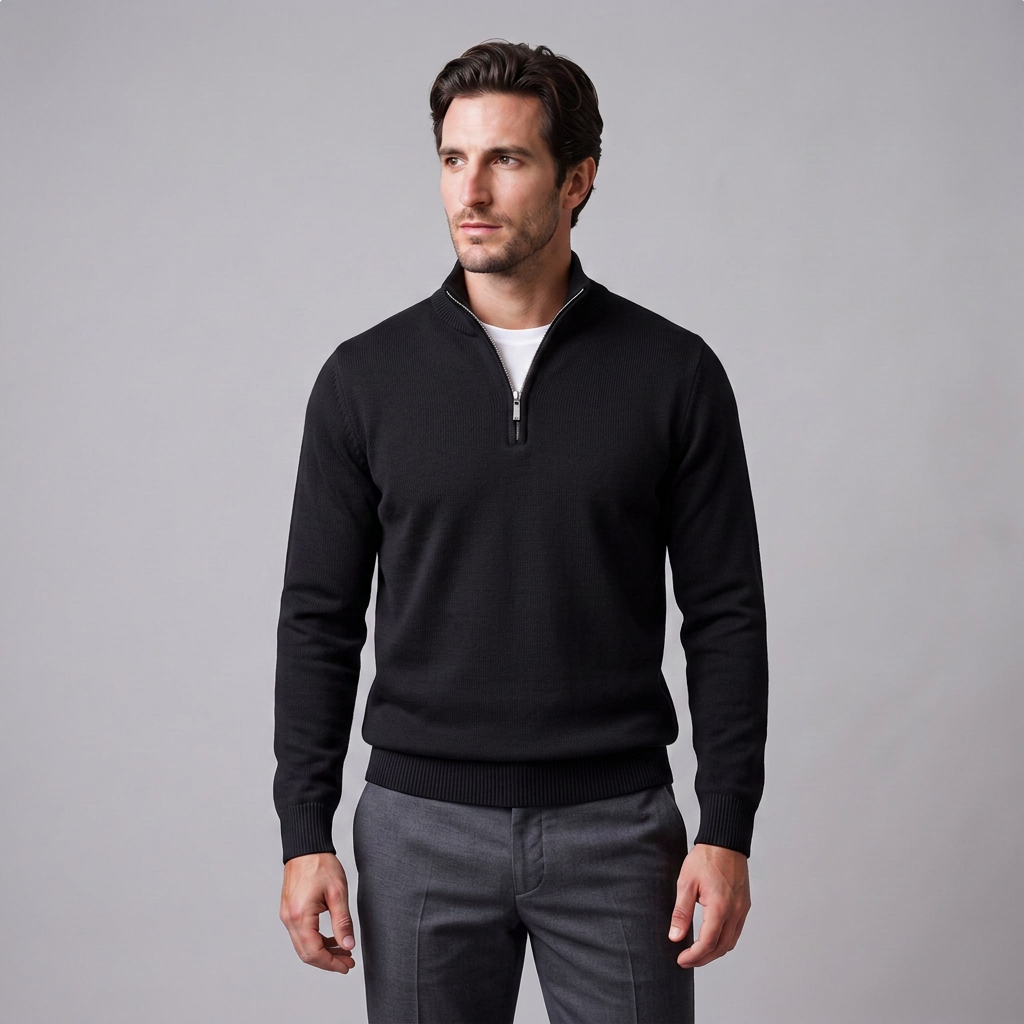 Men's Slim Fit Half-Zip Sweater Lightweight Knit Casual Layering Everyday
