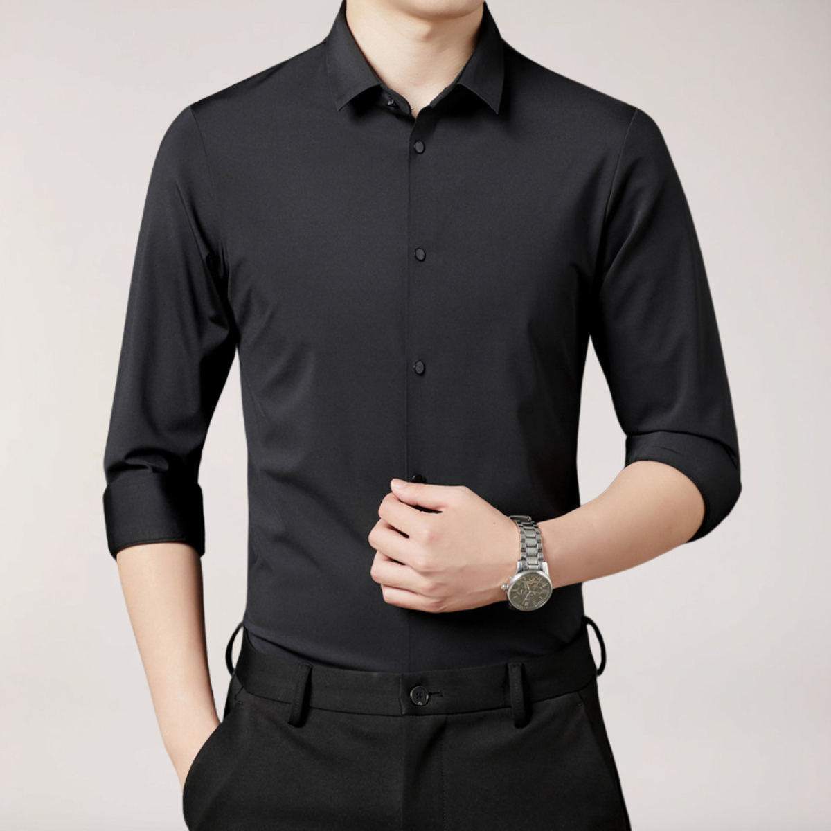 Men's Long Sleeve Button-Up Shirt Classic Fit Collared Casual Everyday Wear
