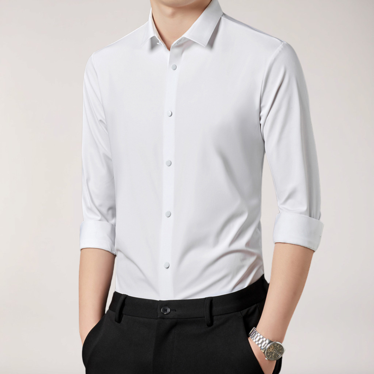 Men's Long Sleeve Button-Up Shirt Classic Fit Collared Casual Everyday Wear