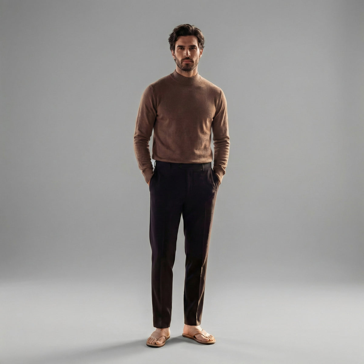 Men's Stylish Turtleneck Sweater Fitted Long Sleeve Casual Everyday Wear