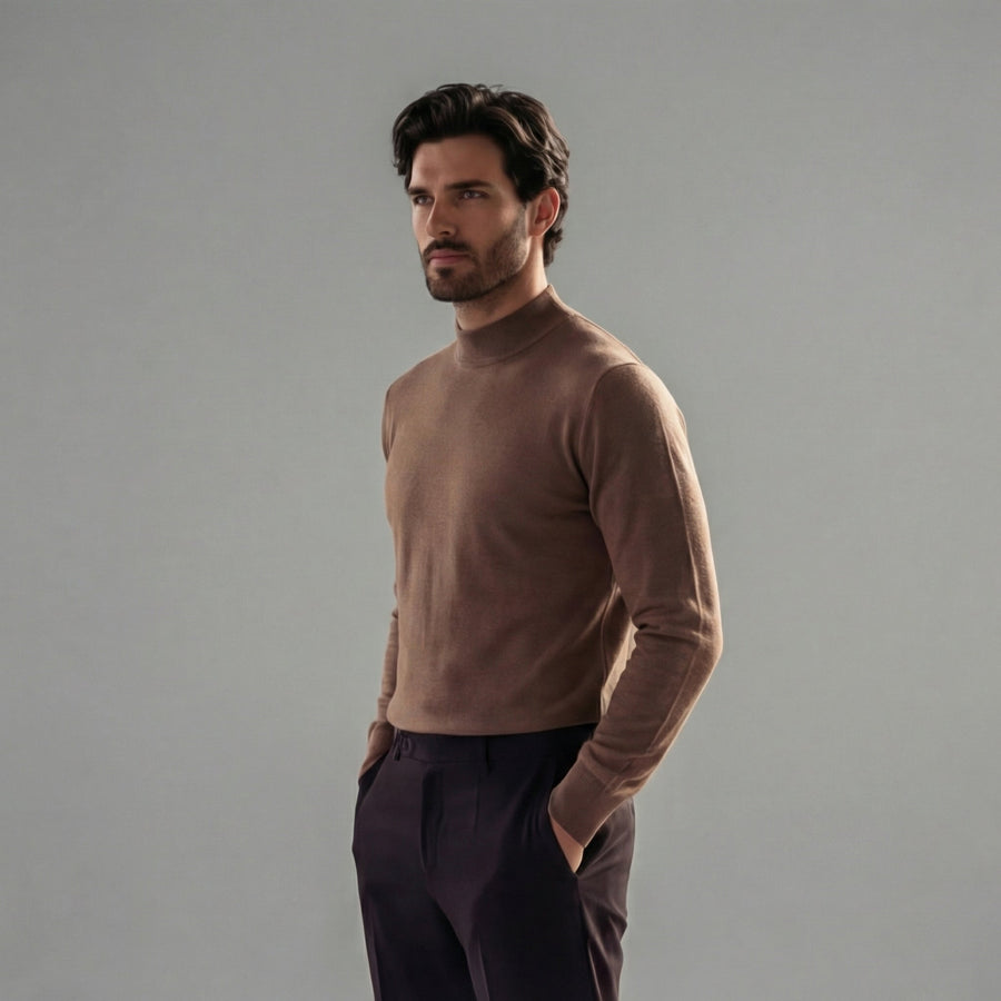 Men's Stylish Turtleneck Sweater Fitted Long Sleeve Casual Everyday Wear