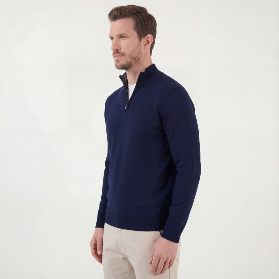 Men's Half-Zip Sweater Casual Fit Long Sleeve Classic Neckline Everyday Wear