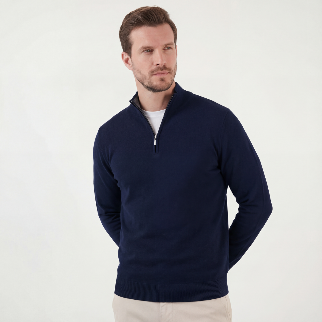 Men's Half-Zip Sweater Casual Fit Long Sleeve Classic Neckline Everyday Wear