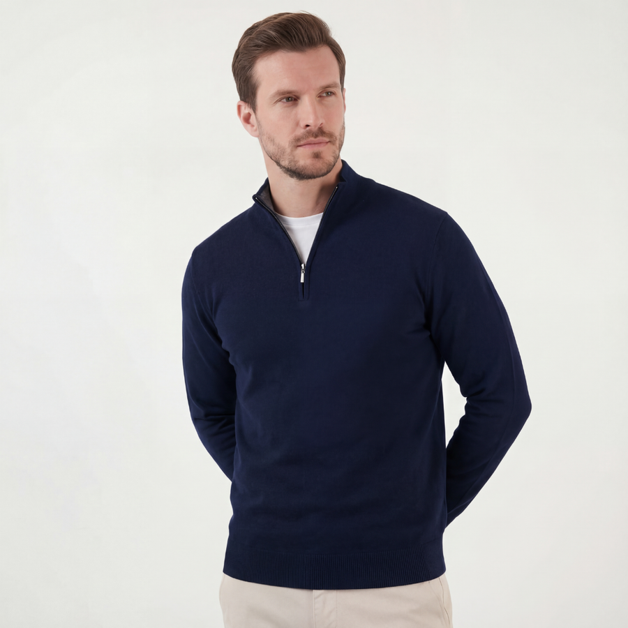 Men's Half-Zip Sweater Casual Fit Long Sleeve Classic Neckline Everyday Wear