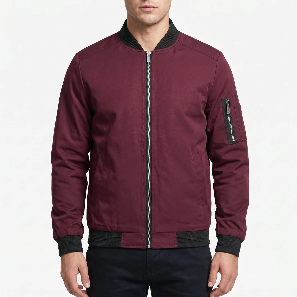 Men's Lightweight Bomber Jacket Zip Closure Stand Collar Casual Everyday