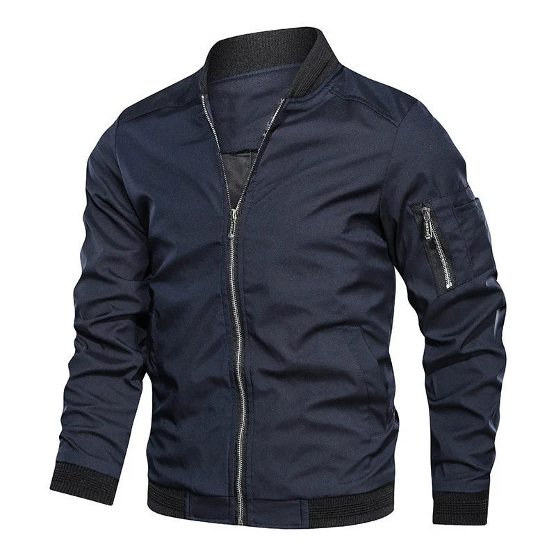 Men's Lightweight Bomber Jacket Zip Closure Stand Collar Casual Everyday