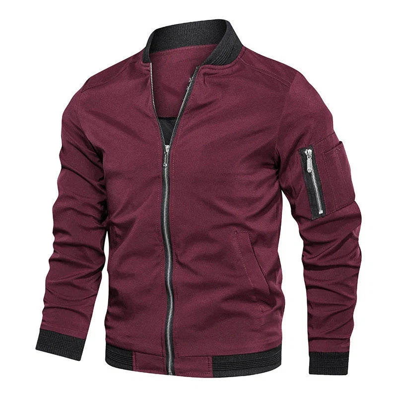 Men's Lightweight Bomber Jacket Zip Closure Stand Collar Casual Everyday
