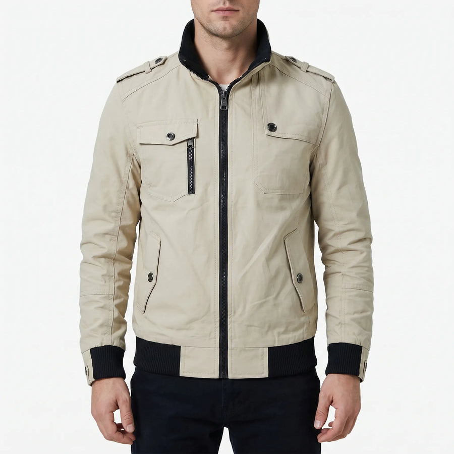 Men's Casual Bomber Jacket Relaxed Fit Zip Closure Classic Everyday Style