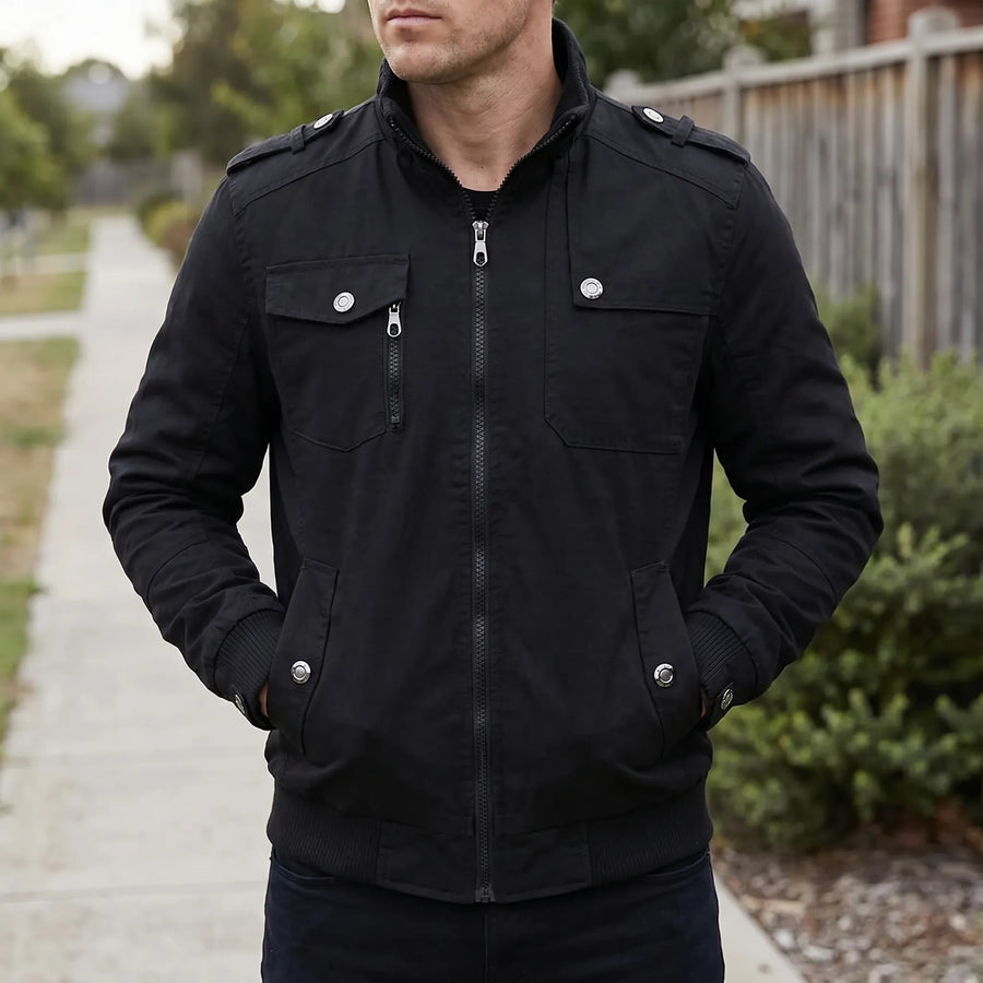 Men's Casual Bomber Jacket Relaxed Fit Zip Closure Classic Everyday Style