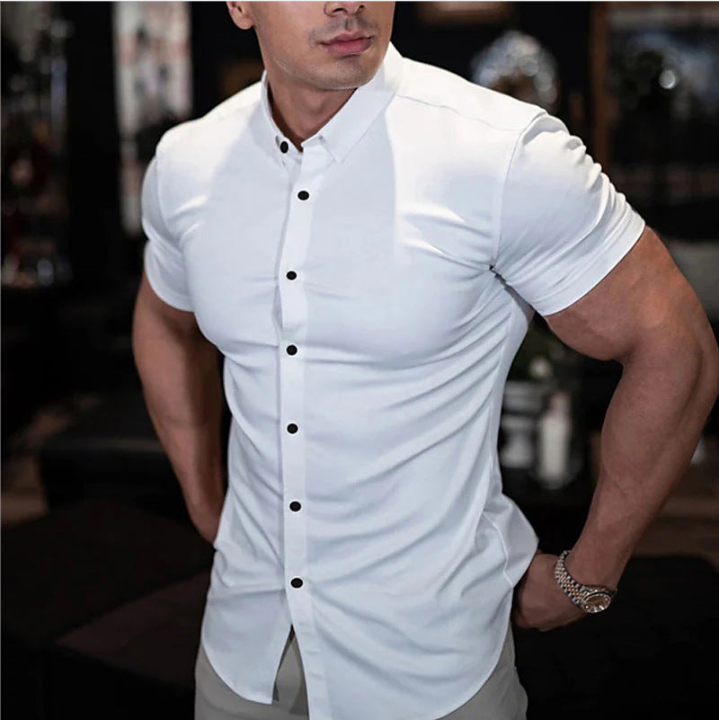 Men's Slim Fit Short Sleeve Shirt Casual Collared Everyday Wear