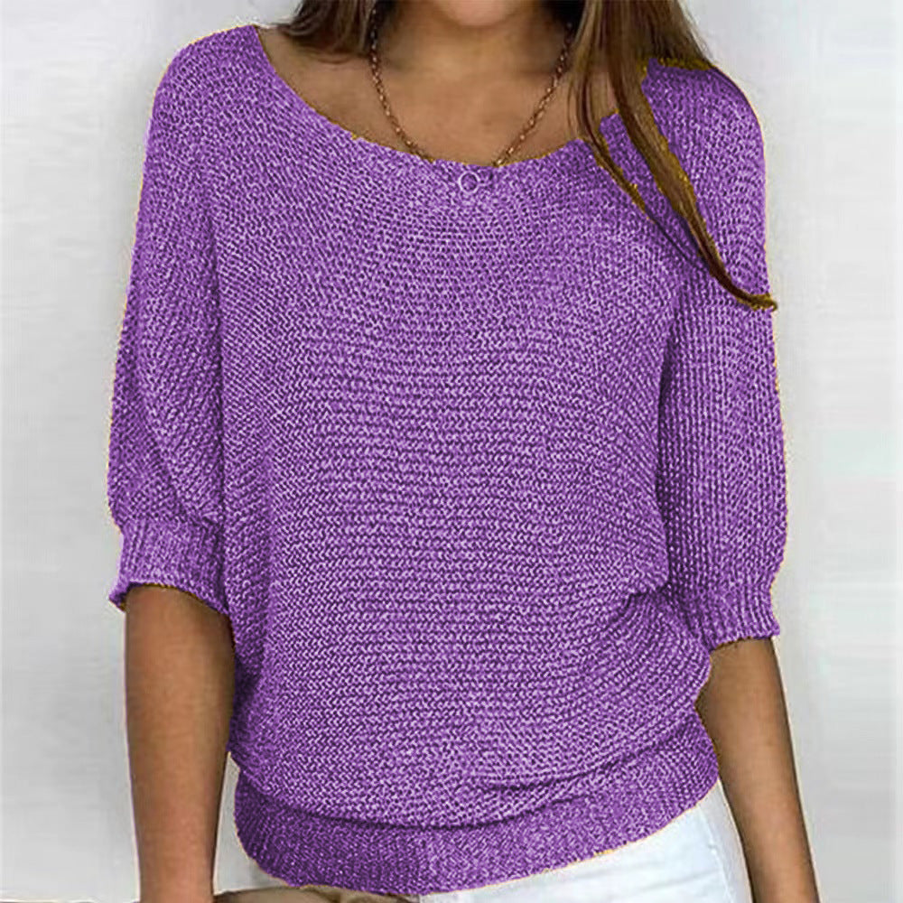Women's Cosy Knit Sweater Long Sleeve Crew Neck Casual Everyday Wear