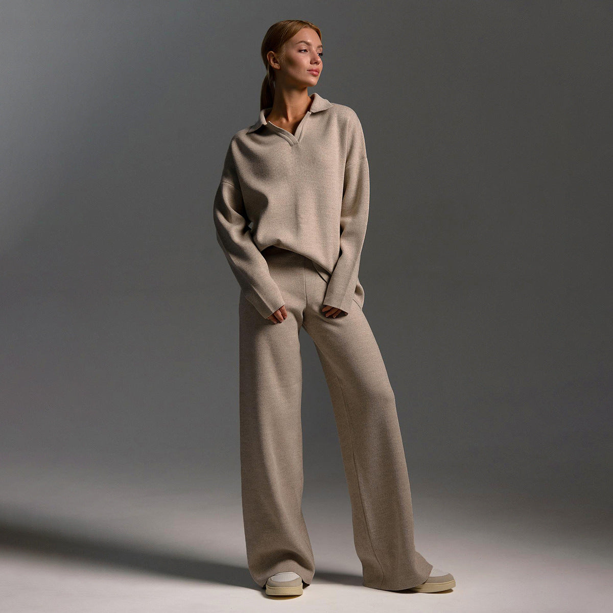 Women's Knit Lounge Set Relaxed Fit Long Sleeve Cosy Casual Everyday