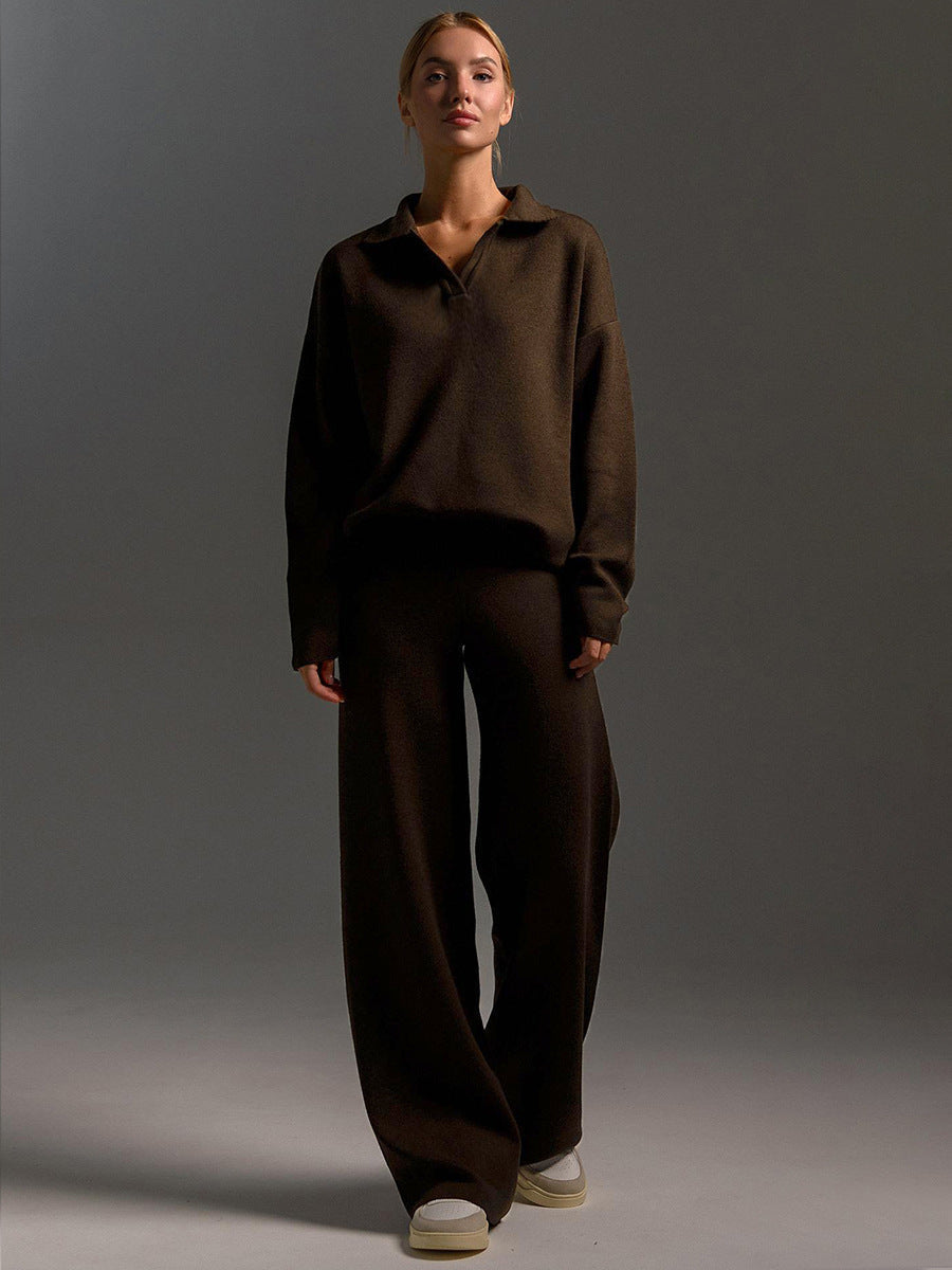 Women's Knit Lounge Set Relaxed Fit Long Sleeve Cosy Casual Everyday