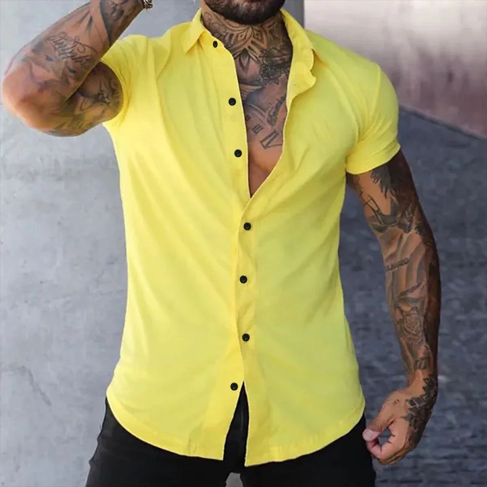 Men's Slim Fit Short Sleeve Shirt Casual Collared Everyday Wear
