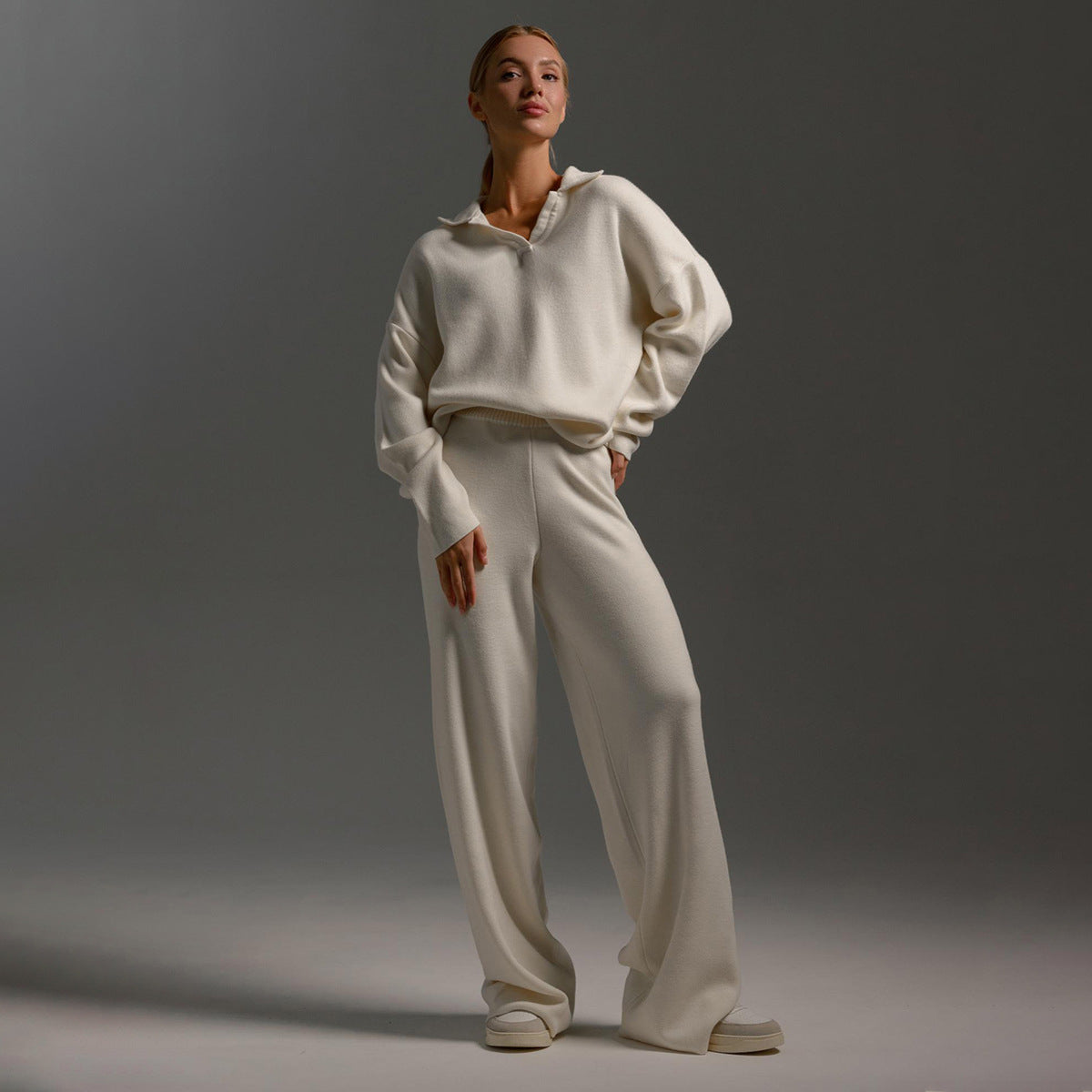 Women's Knit Lounge Set Relaxed Fit Long Sleeve Cosy Casual Everyday