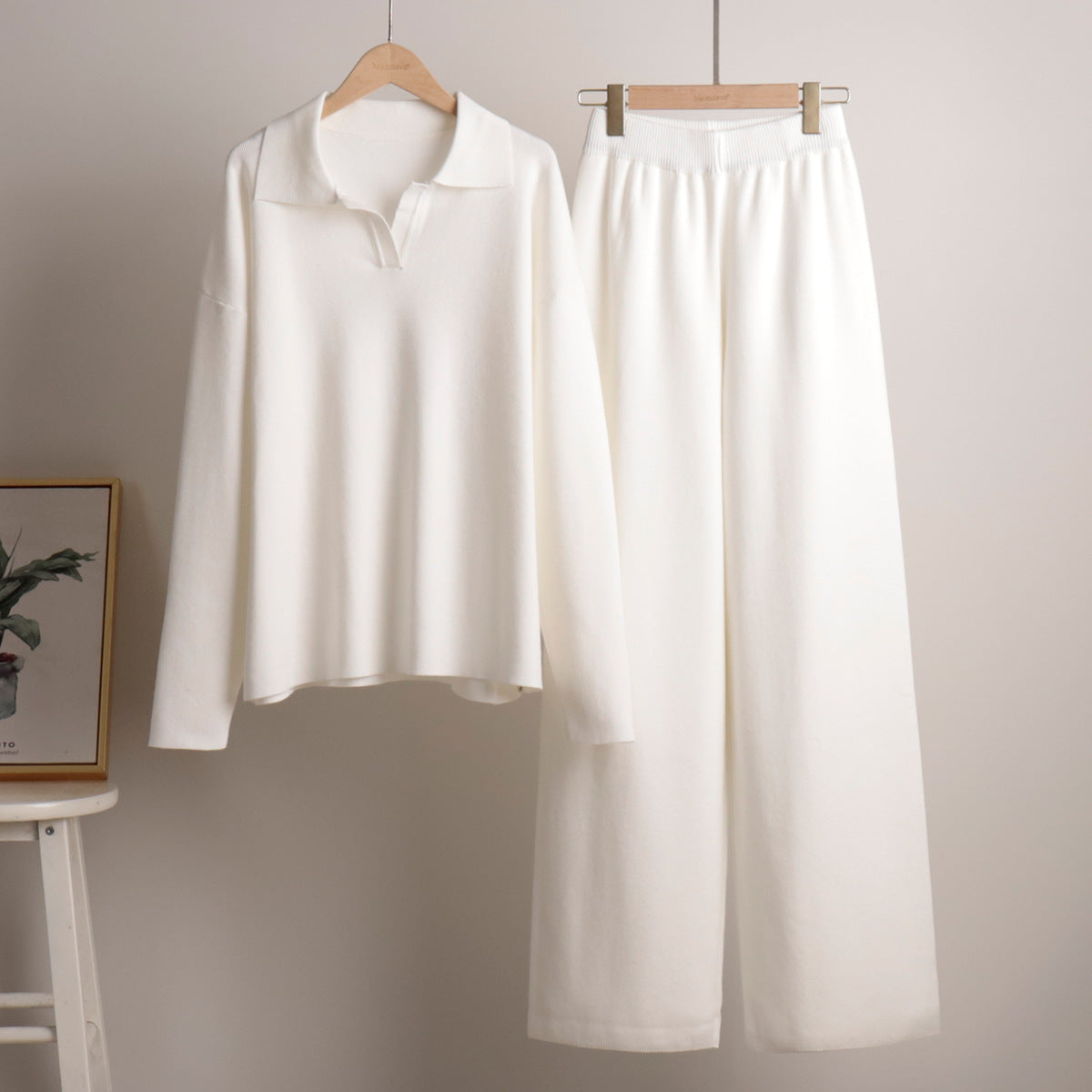 Women's Knit Lounge Set Relaxed Fit Long Sleeve Cosy Casual Everyday