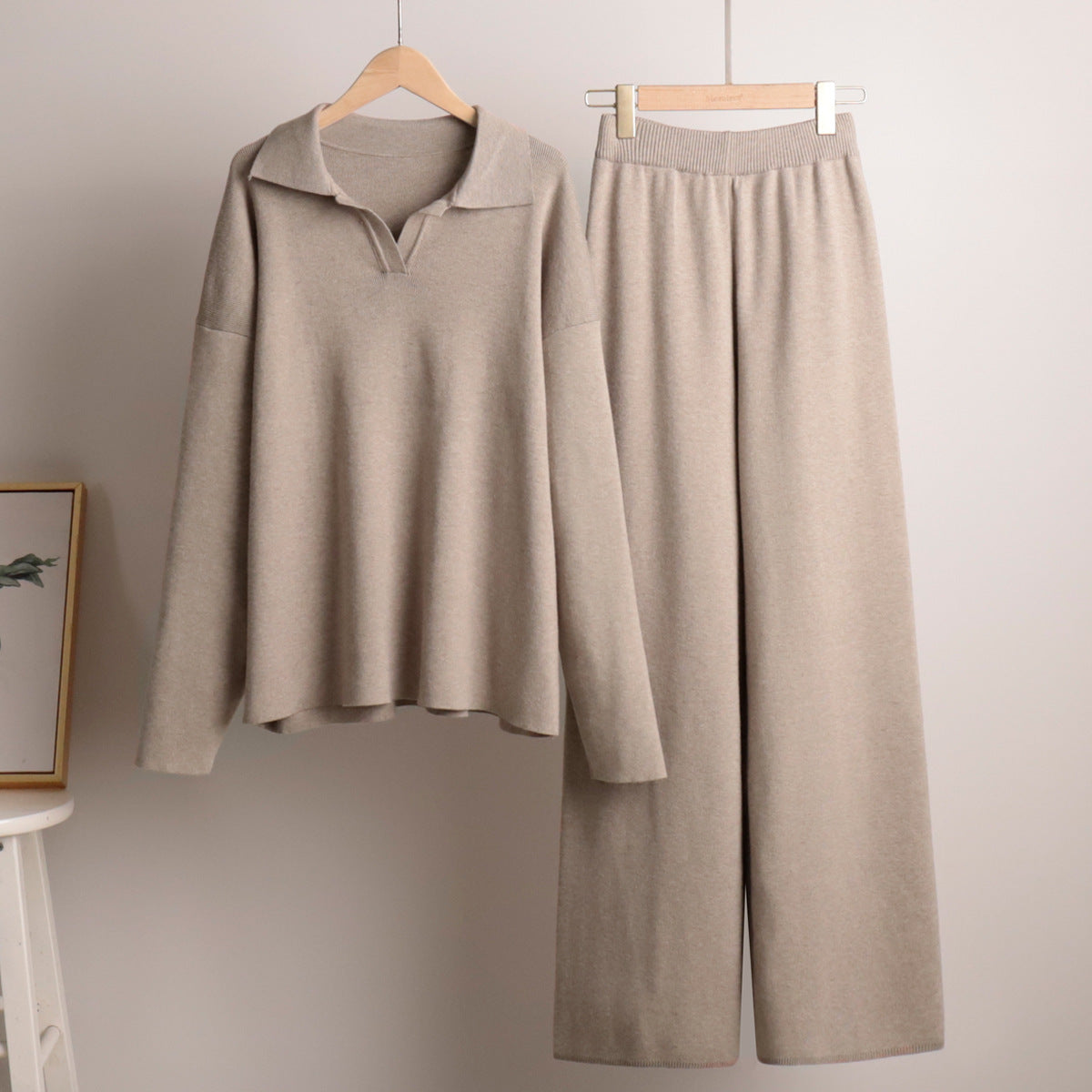 Women's Knit Lounge Set Relaxed Fit Long Sleeve Cosy Casual Everyday
