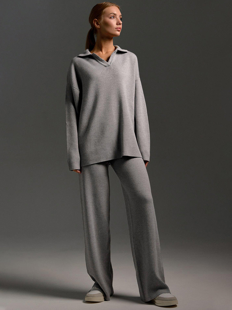 Women's Knit Lounge Set Relaxed Fit Long Sleeve Cosy Casual Everyday