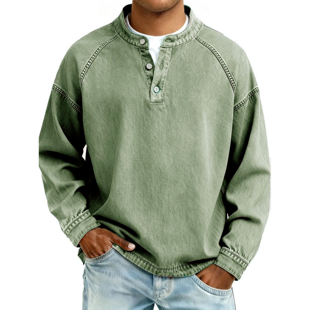 Men's Vintage Button-Up Shirt Long Sleeve Classic Fit Casual Everyday