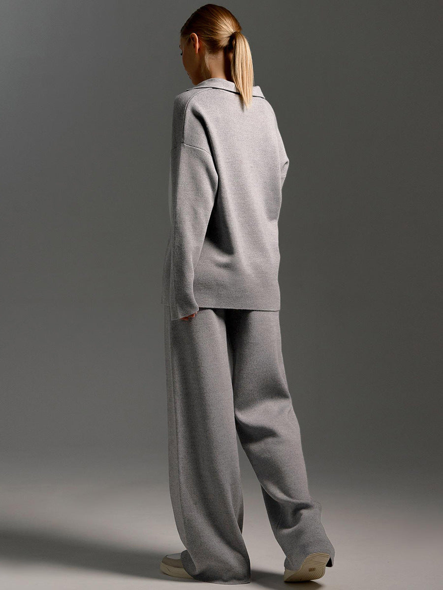 Women's Knit Lounge Set Relaxed Fit Long Sleeve Cosy Casual Everyday