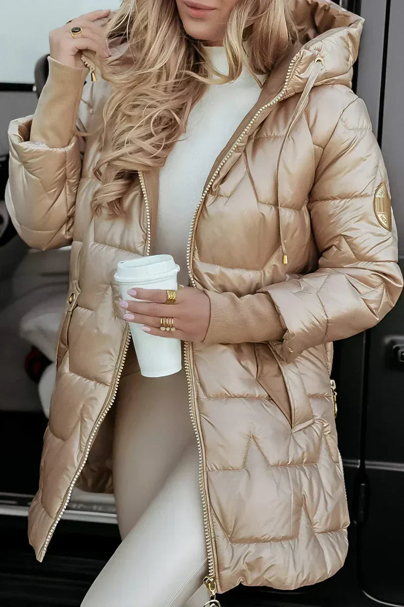 Women's Quilted Hooded Winter Jacket — Water-Resistant Padded Coat, S to 3XL