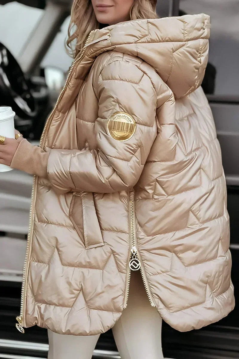 Women's Quilted Hooded Winter Jacket — Water-Resistant Padded Coat, S to 3XL