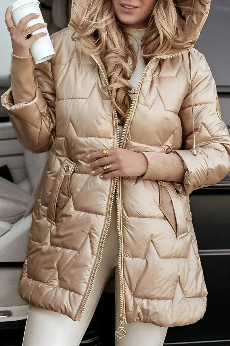 Women's Quilted Hooded Winter Jacket — Water-Resistant Padded Coat, S to 3XL