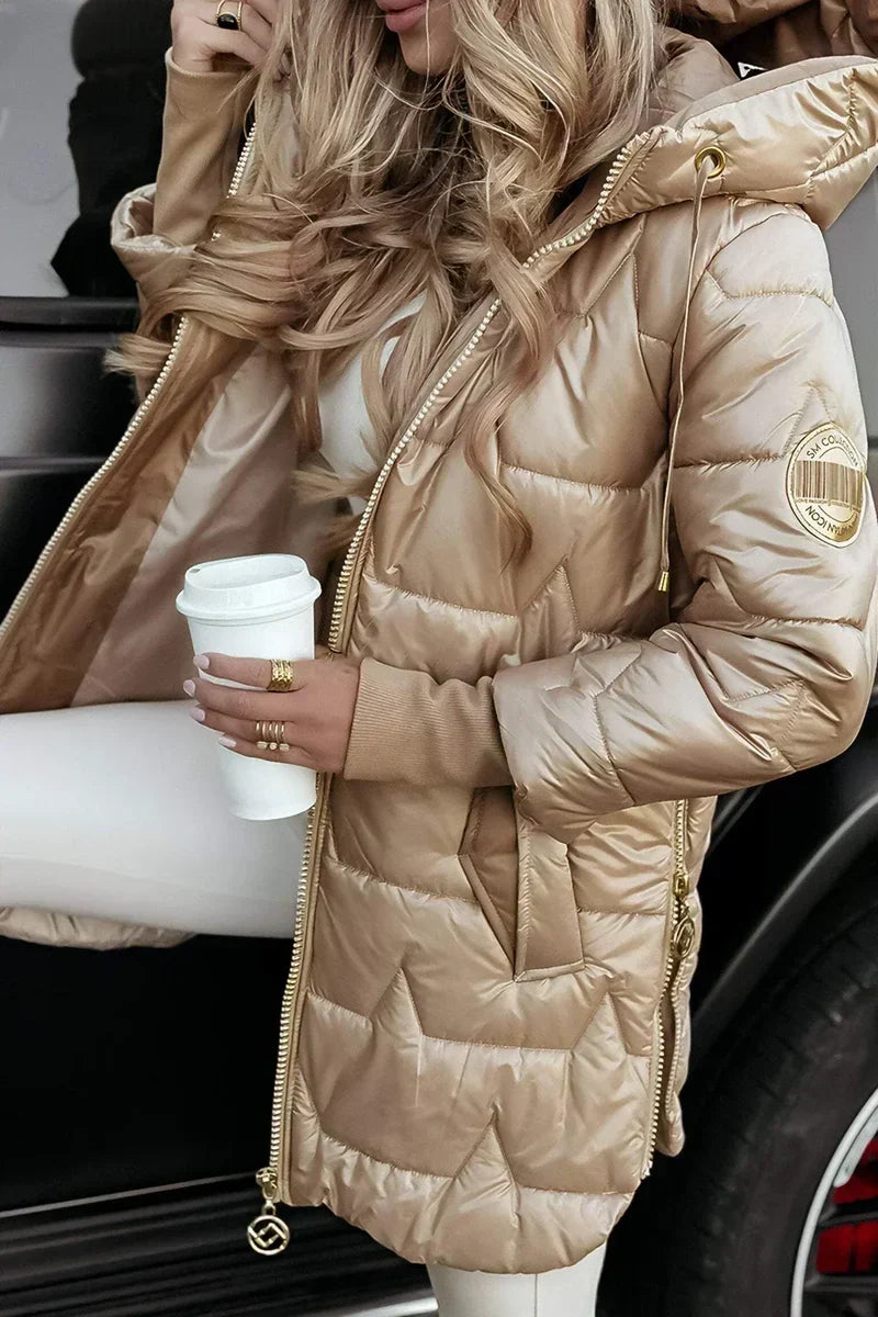 Women's Quilted Hooded Winter Jacket — Water-Resistant Padded Coat, S to 3XL