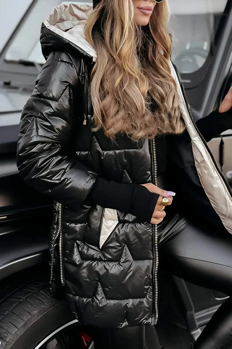 Women's Quilted Hooded Winter Jacket — Water-Resistant Padded Coat, S to 3XL